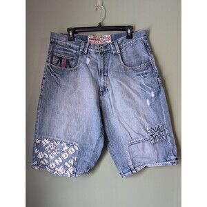 Pepe Jeans Shorts Mens 36 Baggy Y2K Denim Distressed Skater HipHop Denim
